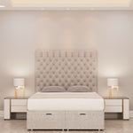 Isadora Chesterfield Ottoman Storage bed with floor standing headboard