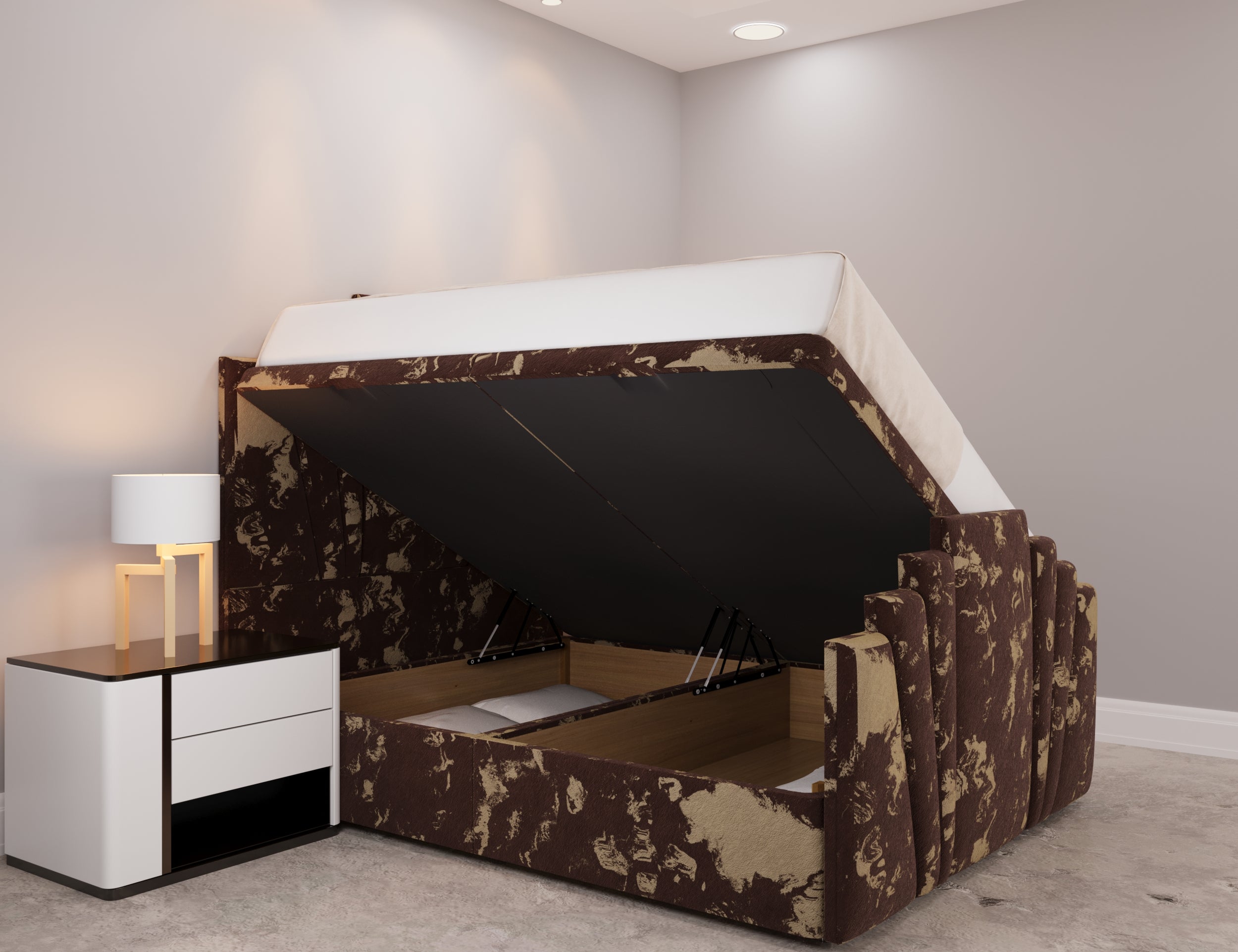 Micah Panel Ottoman Bed Openup - D Sleep